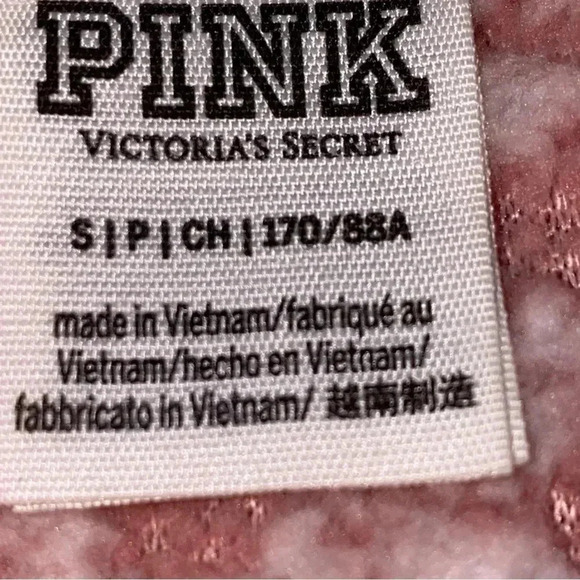 PINK Victoria’s Secret Light Barbie Pink Fuzzy Hoodie Size S - Picture 9 of 11
